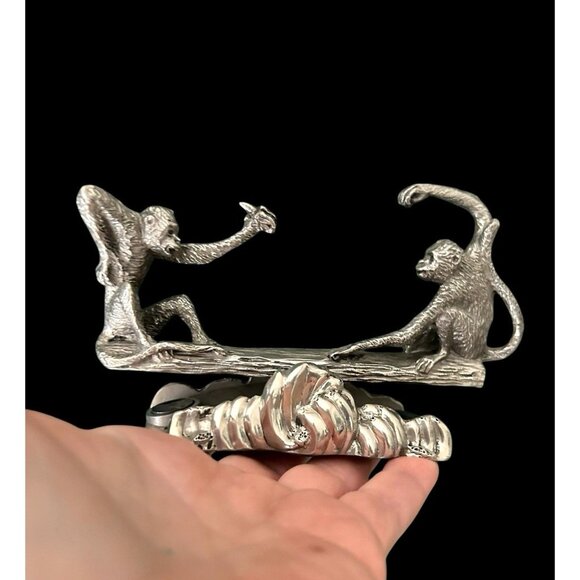 Royal Selangor Pewter Monkey See-Saw Business Card Holder Luxury Quality Unique - Picture 7 of 11
